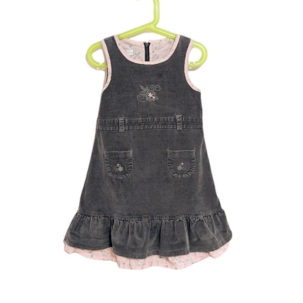 SAGE green color cordoroy sleeveless dress size 6 but fits 4-5yo @F
